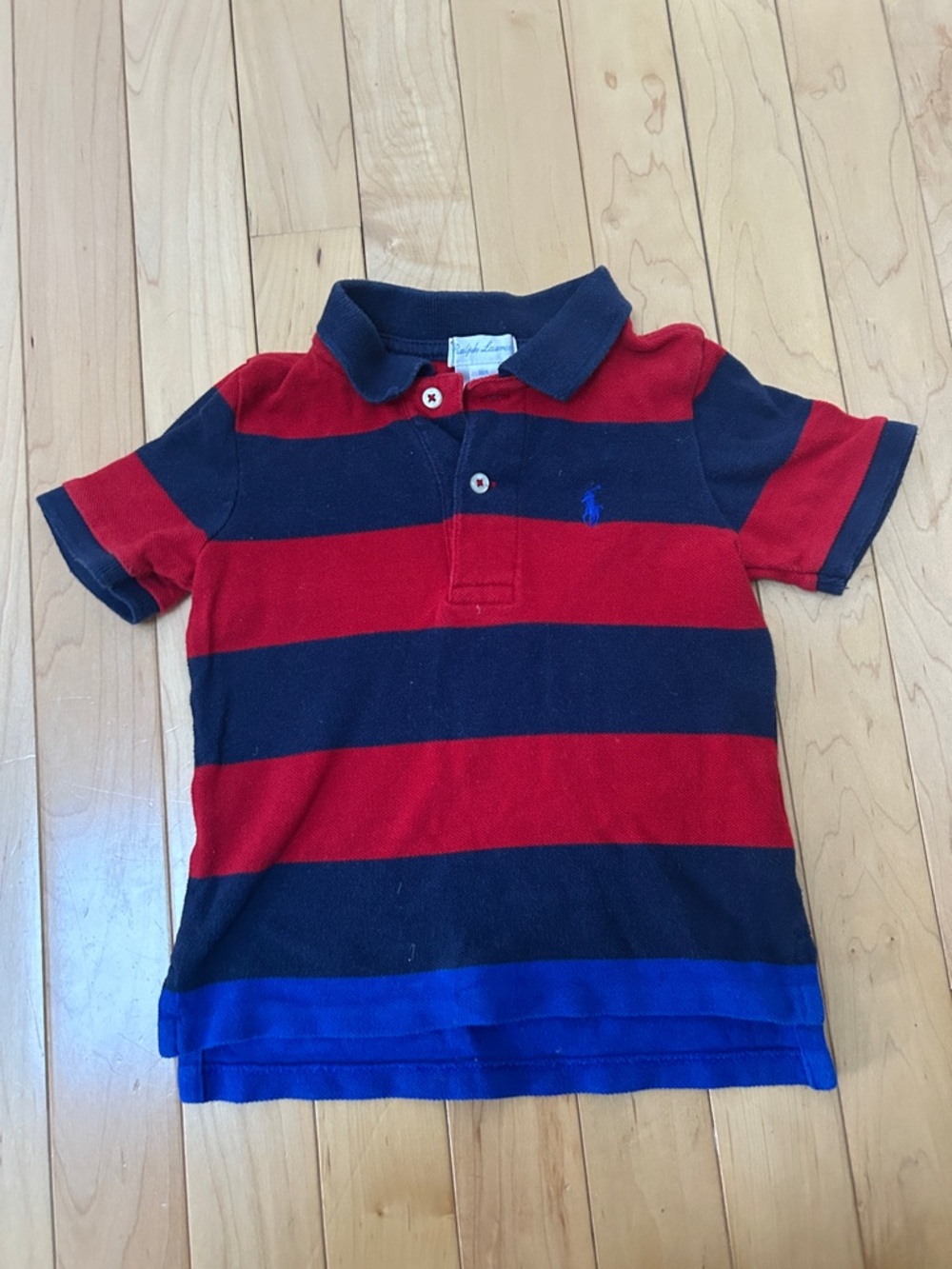 Ralph Lauren Red, Navy & Blue Striped Polo Shirt